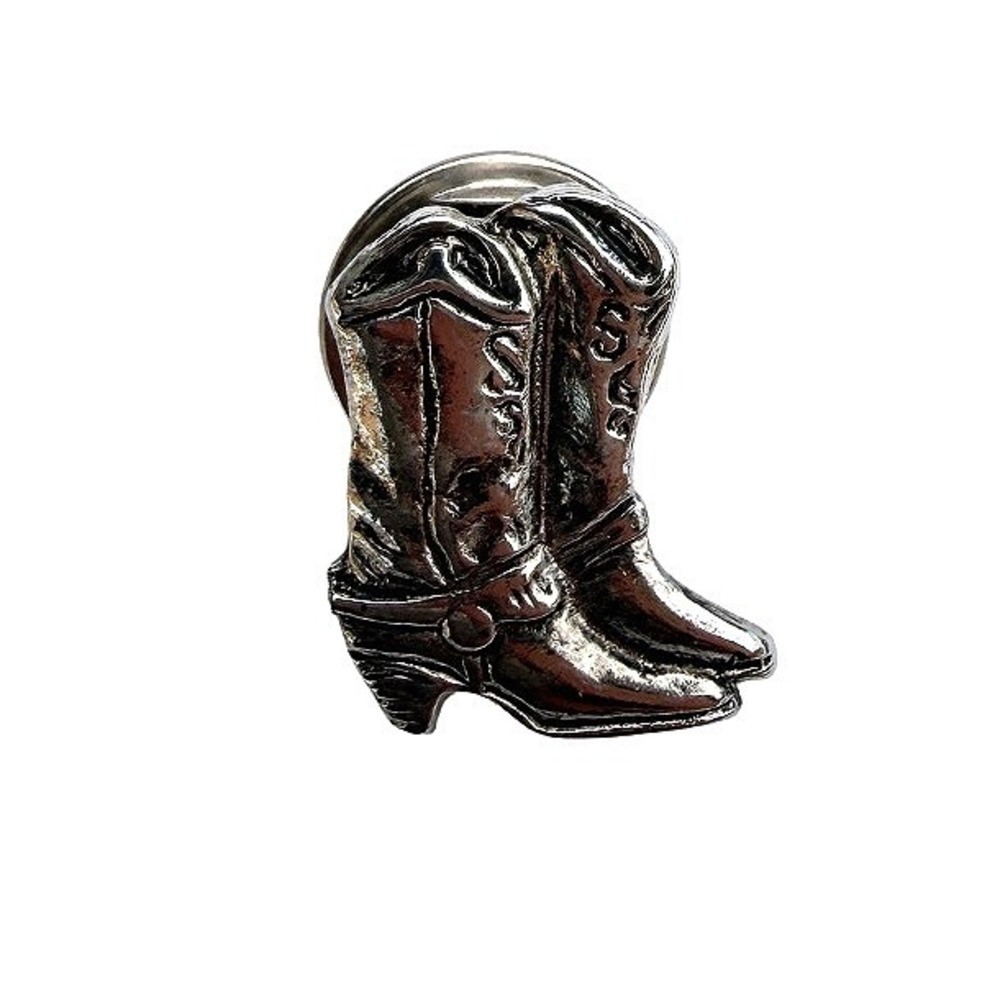 Cowboy Boots Lapel Pin Hat Bag Silver Tone Metal Western Country Core - Picture 1 of 9